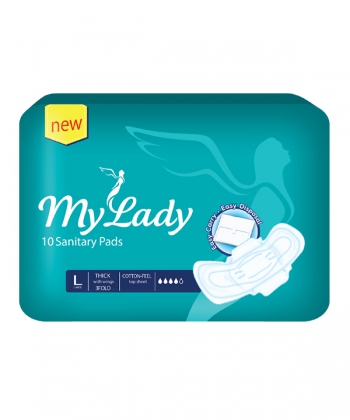 نوار بهداشتی بالدار کتان فیروزه ای مای لیدی My Lady بسته 10 عددی