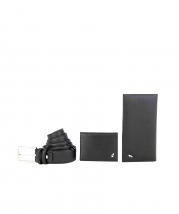 ست چرمی کیف پول، جاکارتی و کمربند چرم مشهد Mashhad Leather مدل U0020- مشکی